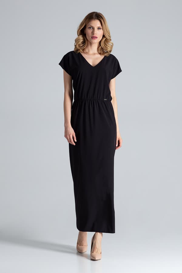 Sort elegant maxikjole med slit - Perfekt til sommeren størrelse S