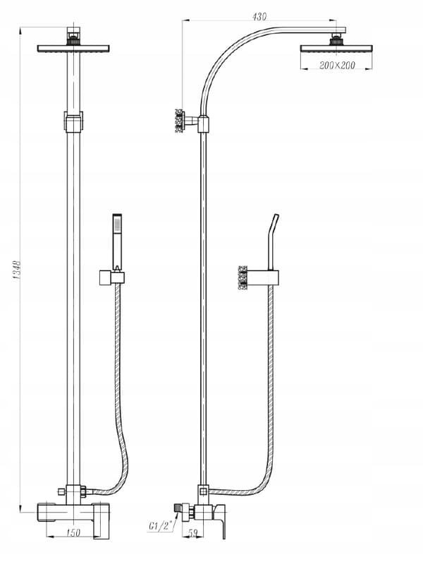 PAN-50 KVADRATISKT DUSCHSET