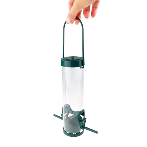 TG80440 TRANSPARENT FUGLEFODERHUS MED FODSTØTTE TIL FODER MED KORNLÅS