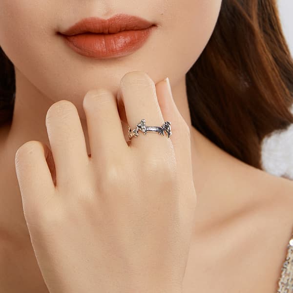 Anillo de plata ajustable para perro 925 Plata Trusky