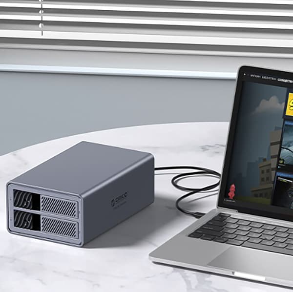 9828RU3 disk array med RAID-controller til 2 drev 2,5'' / 3,5'' SATA HDD / SSD - grå