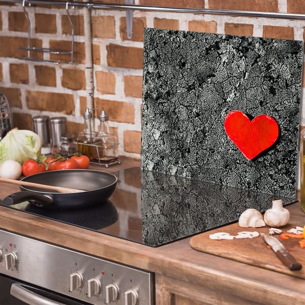 Glasbeskyttelsesplade til komfur 60x52 Hjerte