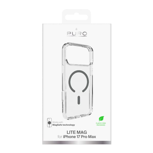 iPhone 17 Pro Max Lite Mag MagSafe-skal – transparent grå ring