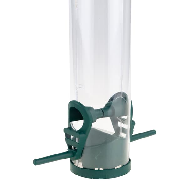 TG80440 TRANSPARENT FUGLEFODERHUS MED FODSTØTTE TIL FODER MED KORNLÅS