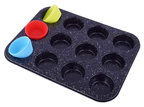 Marmorform för muffins + 12 silikonmuffins