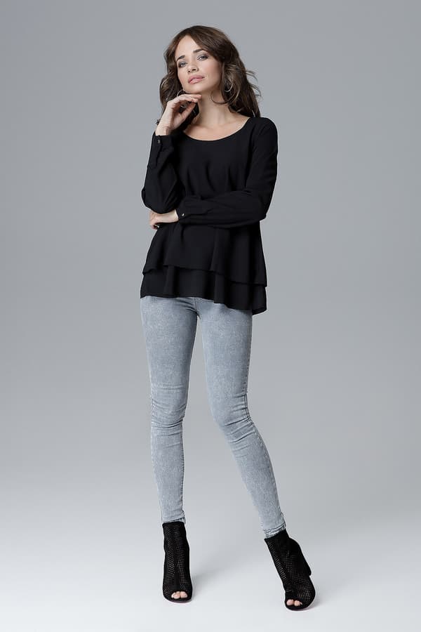 Blus L020 bluse sort S