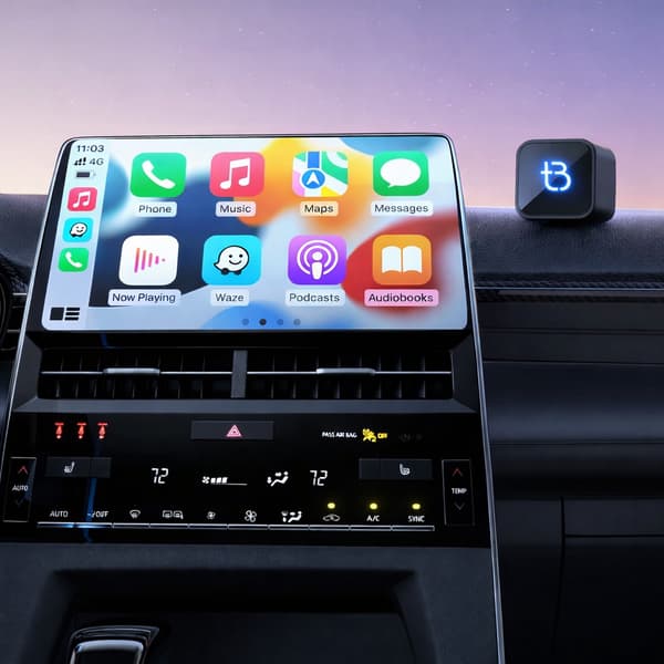 Tradebit TB CUBE USB-C Trådlös Adapter CarPlay / Android Auto Svart