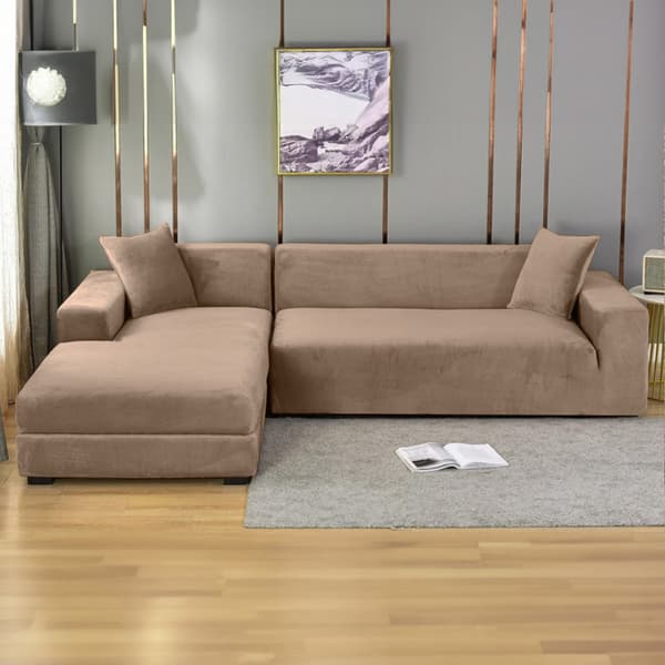 Sofföverdrag 3-sitsig soffa kamelfärgad velour