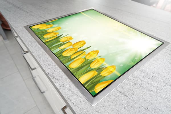 SKÄRBRÄDA I GLAS 52x30 TULPANER