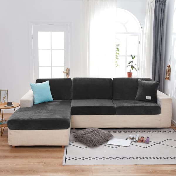 betræk til liggestol, sofa, hjørnesofa, fløjl, sort