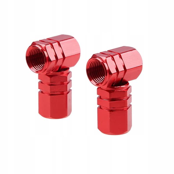 Røde ventilnødder 4 stk aluminium