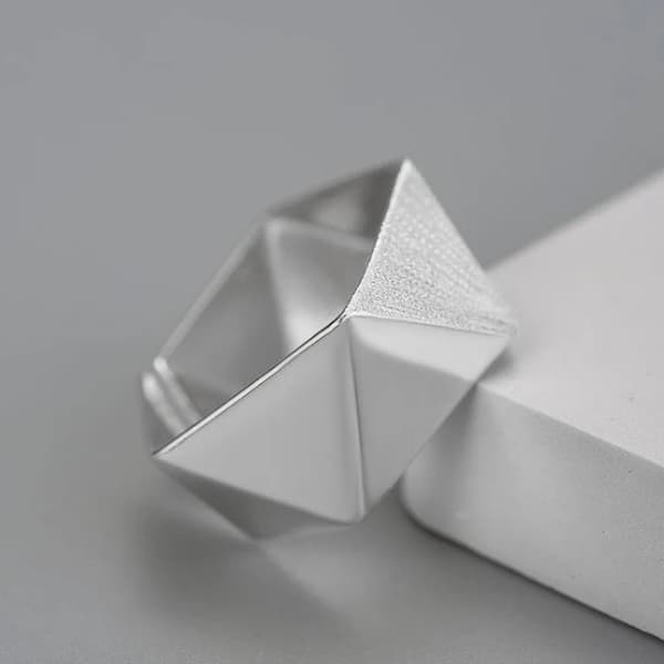 Sølvring Justerbar Origami Ring 925 Sølv Trusky