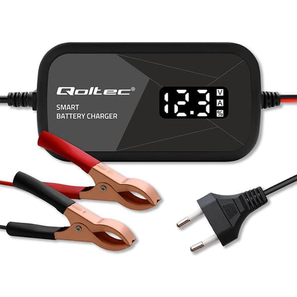 Qoltec Smart mikroprocessoroplader 12V | 2A | AGM GEL batterioplader | LCD