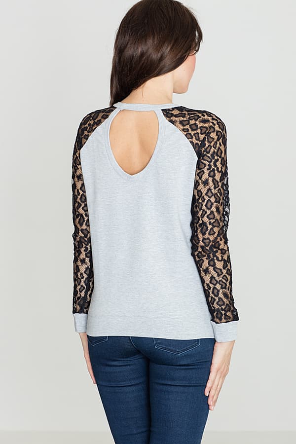 K329 Grå - Svart Blus XL
