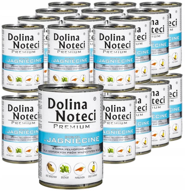 Dolina Noteci Premium vådfoder til voksne hunde, lam, dåse, 24 x 400 g