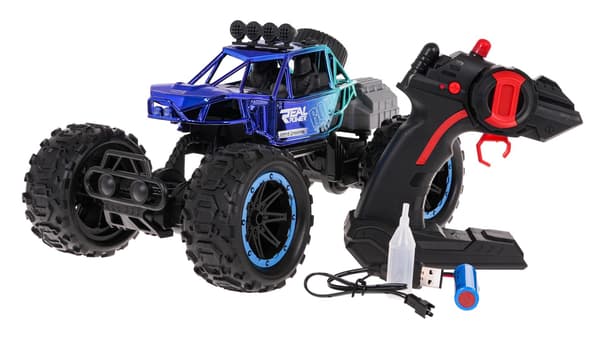 REAL ROCK Crawler med Rökfunktion R/C Blå