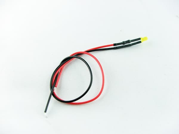 LED-diode 3mm 12V DC gul med 20cm kabel