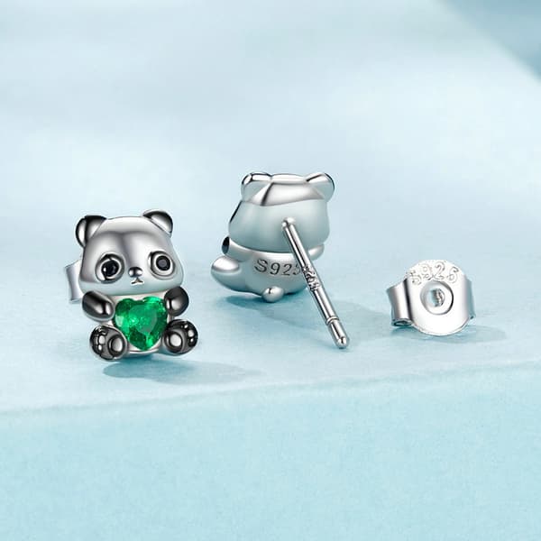 Pendientes de plata para niñas Panda Plata 925 Pendientes Trusky