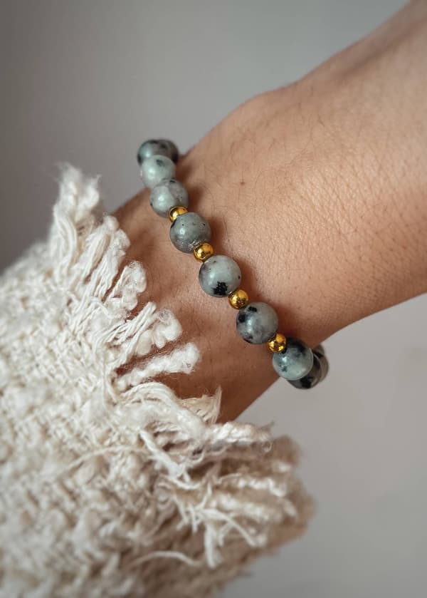 Blå kvarts elastisk armbånd