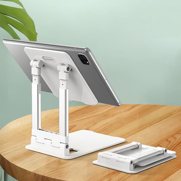 Bordstativ til telefon, tablet og foldbar - hvid