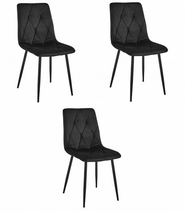 LIBRA stol - sort fløjl / sorte ben x 3