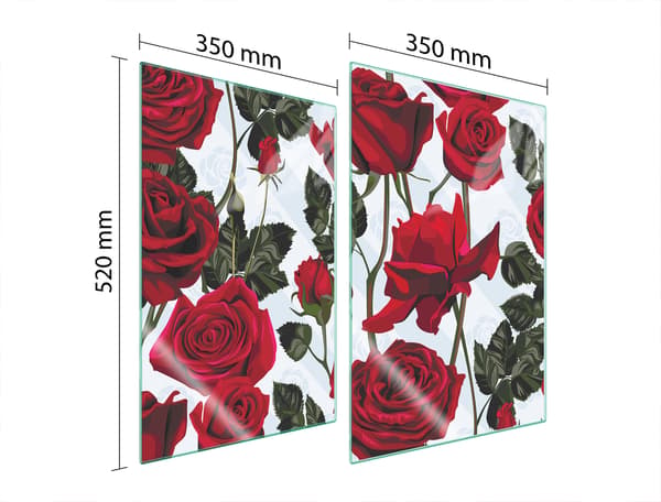 GLASPLADE TIL KØKKEN 2x35x52 ROSES