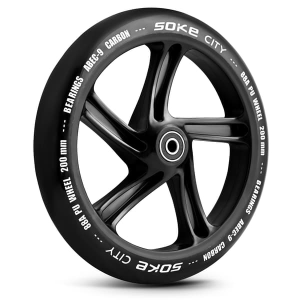 Hjul til city scooter, 200 mm, sort, 2 stk.