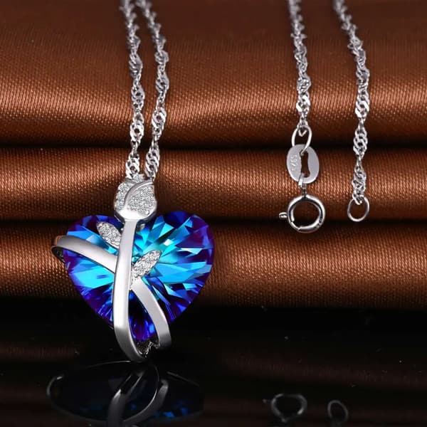 Collar de cadena con corazón de rosa Trusky en plata 925