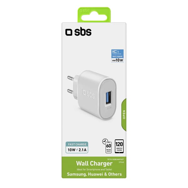 USB-A 10W vægoplader - Hvid
