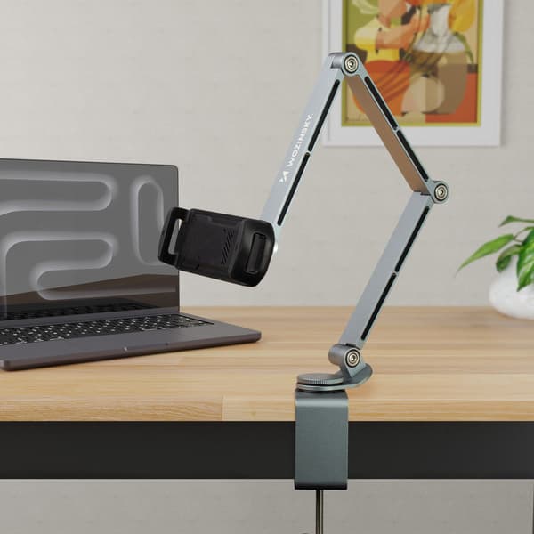 360° Foldbar Magnetisk Bordholder til Telefon og Tablet - Grå