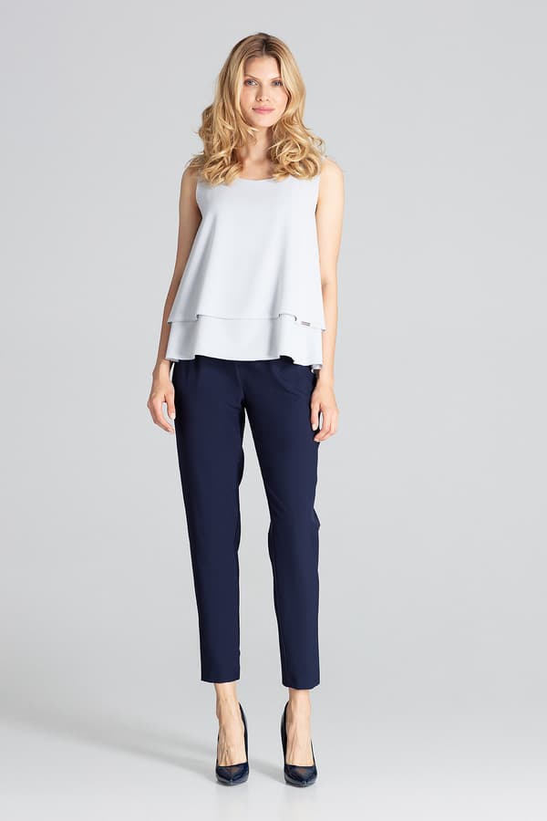 Elegant ærmeløs bluse - grå bluse M679 størrelse XL