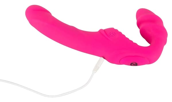 Stropløs StrapOn Vibrator Til Vilde Lege Med 2 Ender Pink