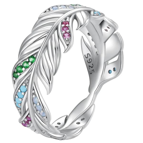 Anillo de plumas de plata talla 14 Trusky