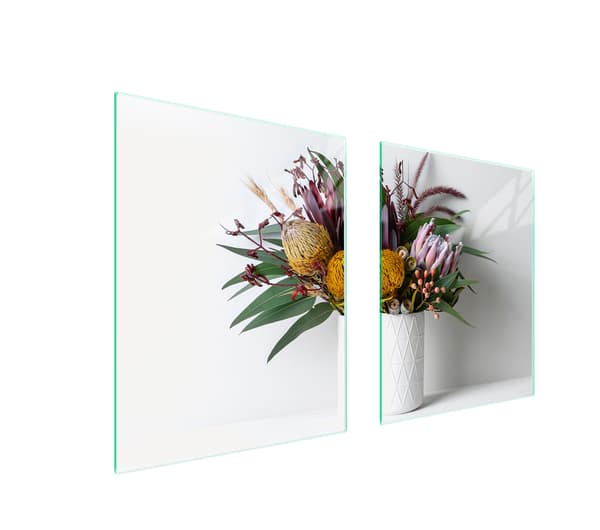 GLASSKYDDSPLÅT FÖR SPIS 85x52 BLOMMOR