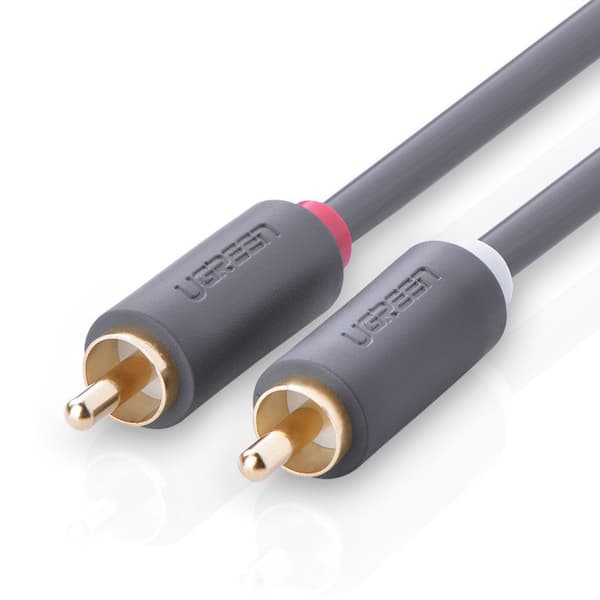 Ljudkabel 2RCA (hane) - 2RCA (hane) 2m - grå