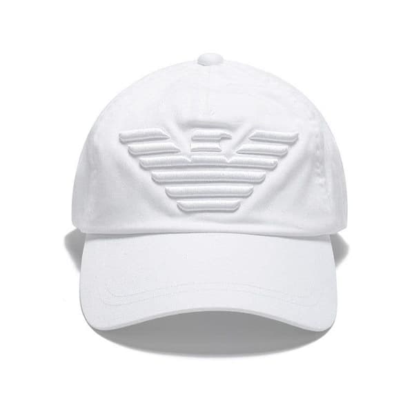 EMPORIO ARMANI iögonfallande basebollkeps VIT