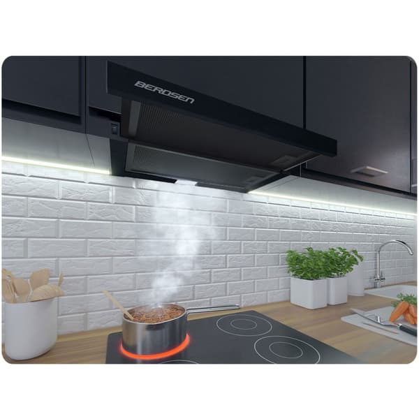 Teleskopisk emhætte 50 cm sort BT-238