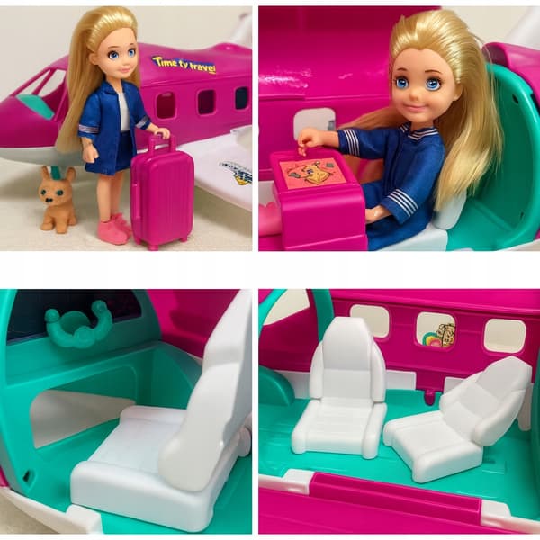 Lyxig jetflygplan pilotdocka Kitty resväska för barn