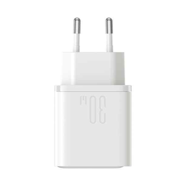 USB-C - USB-A 30W PD-väggladdare - Vit