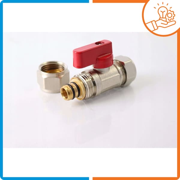 Kugleventil 15 x 16 mm kobberadapter PEX 16 rød conex-forbindelse