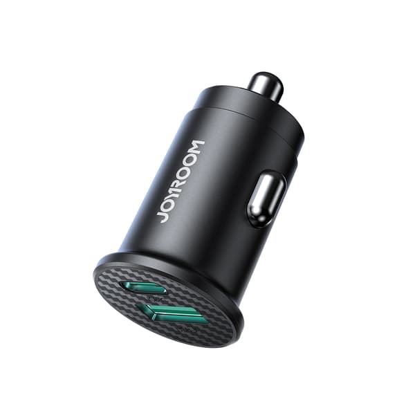 Mini 15W USB-A USB-C Billaddare - Svart
