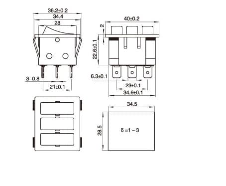 KCD3 TRIPELAFBRYDER 16A/250V RØD