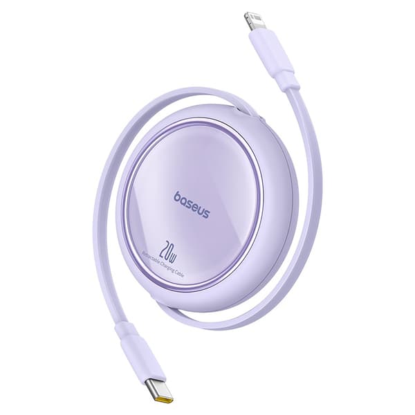Free2Pull USB-C Udtrækkeligt Kabel - iPhone Lightning 20W 1m - Lilla