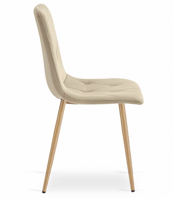 LIBRA stol - ljusbeige sammet / träfärgade ben x 2