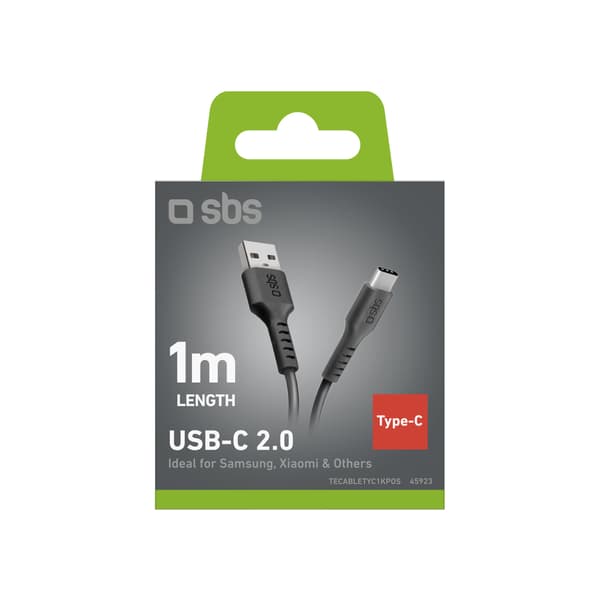 USB-A - USB-C kabel 1m - sort