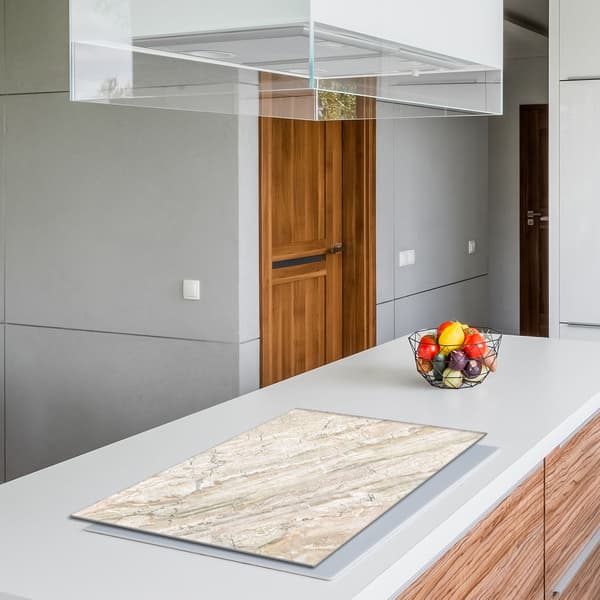 Skyddsplatta för spis i glas 80x52 marmor