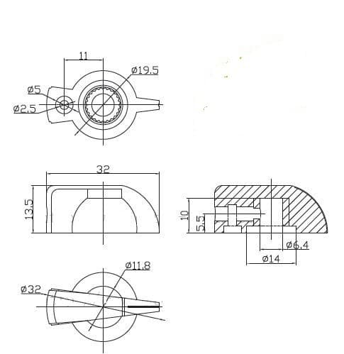 32 mm bakeliittinappi