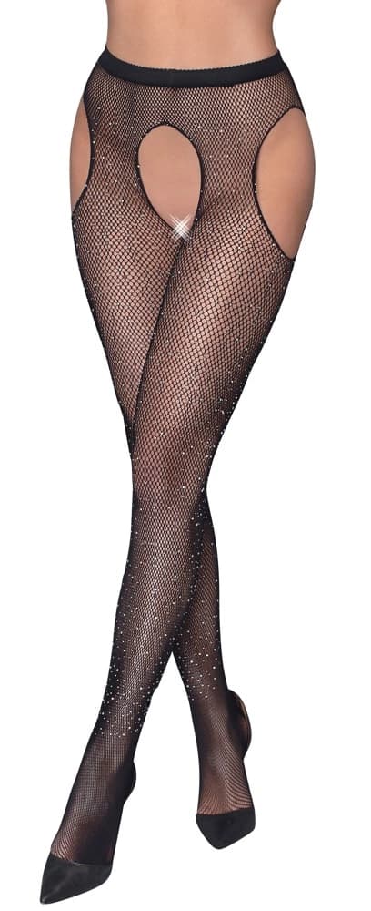 Cottelli LEGWEAR Netstrømper med Glittersten SL