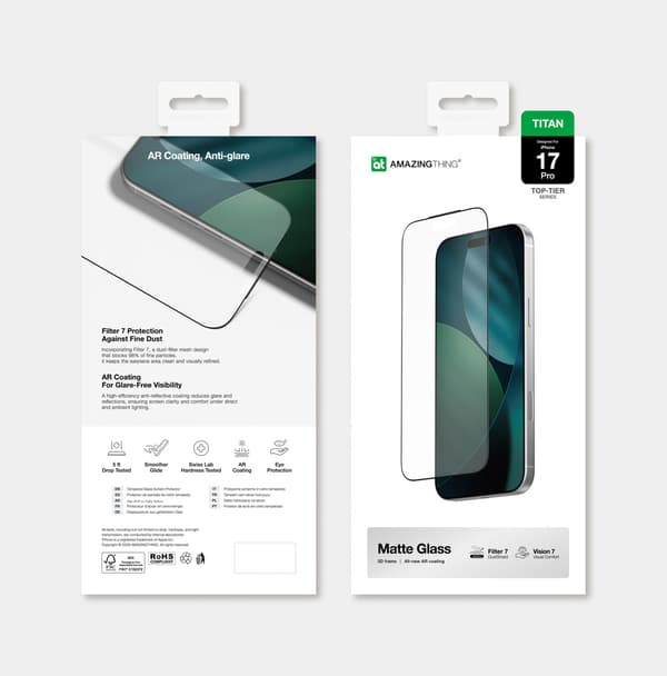 Mat hærdet glas til iPhone 17 Pro Titan Vision 7