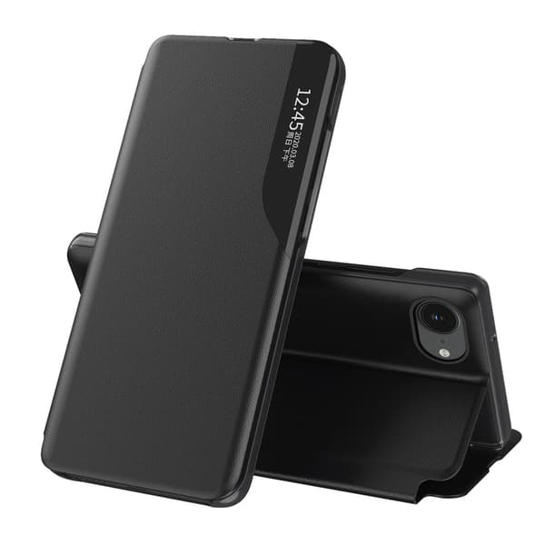 Eco Läderfodral med View-stativ för iPhone 16e – Svart